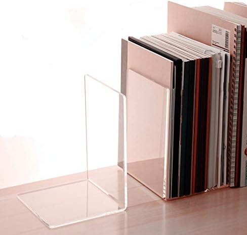 CY craft 4 Pieces Bookends,Clear Acrylic Bookends for Shelves,Heavy Duty Book Ends and Desktop Organizer,Book Stopper for Books/Movies/CDs,7.3x4.8x4.8 inch
