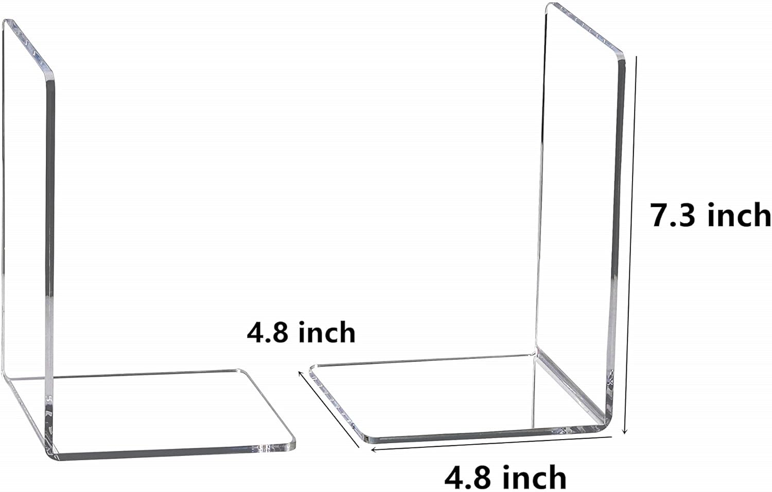 CY craft 4 Pieces Bookends,Clear Acrylic Bookends for Shelves,Heavy Duty Book Ends and Desktop Organizer,Book Stopper for Books/Movies/CDs,7.3x4.8x4.8 inch