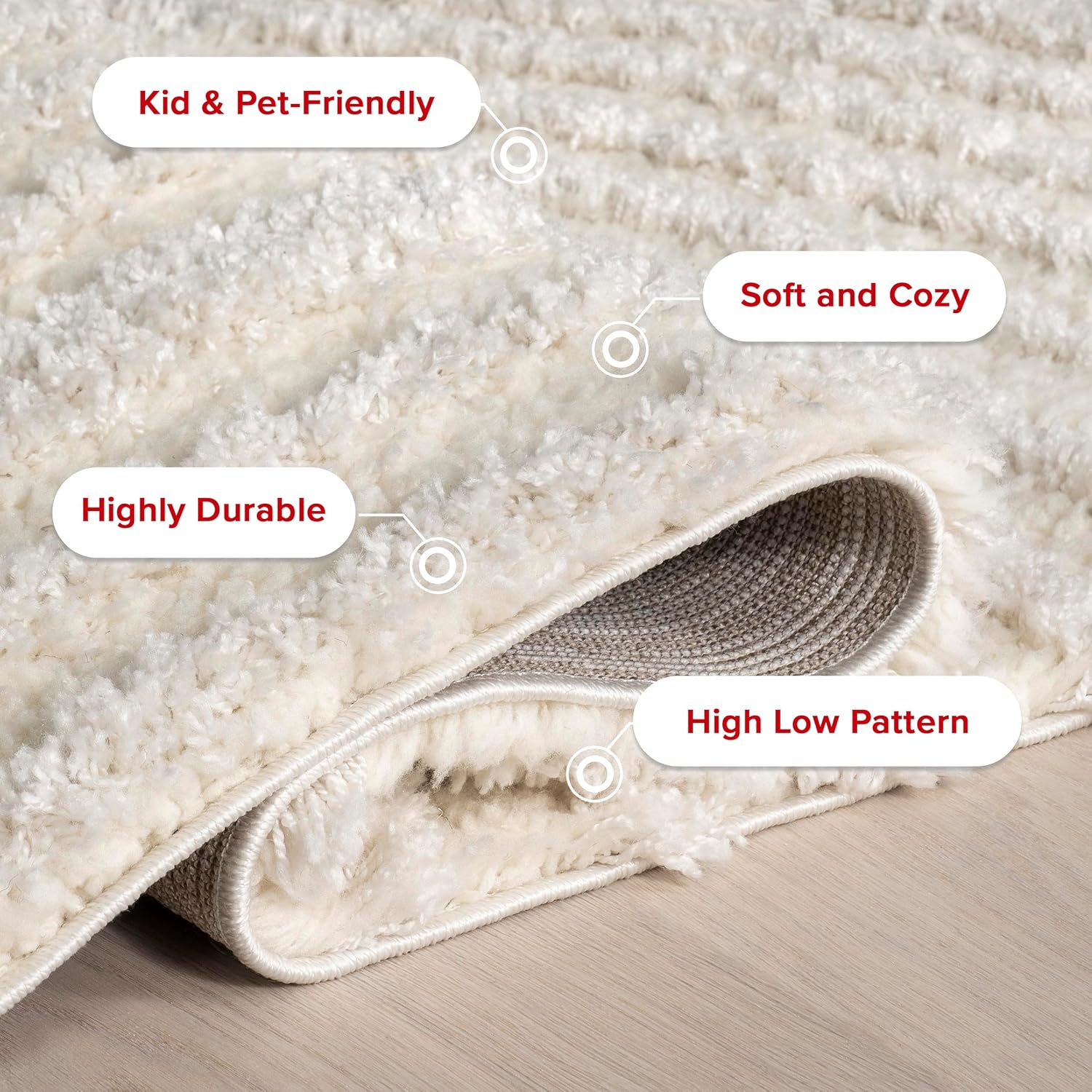 nuLOOM Gloria Abstract Shag Accent Rug, 3x5, Beige